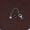 S925 sterling silver lobster clasp extender chain with heart charm for DIY jewelry - 10mm Lobster Clasp + 5cm Extension Chain Set