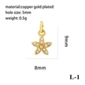 Vue détaillée du pendentif étoile de mer plaqué or 18 carats avec zircon et dimensions - Étoile de Mer Dorée (L-1)