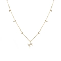 Gold-plated stainless steel zodiac necklace featuring clear cubic zirconia pendant - Pisces