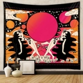 Arazzo artistico da parete con sole, stelle e illustrazione colorata su parete bianca - 73X95CM (Tessuto Spazzolato) / AH161252-Dea dell'Illustrazione