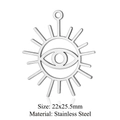 Silberner Edelstahl Augen-Anhänger mit Strahlen-Details, Größe 22x25,5mm für Halsketten - Silbernes strahlendes Auge / 22x25.5mm (5 Stück)