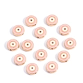 Pink evil eye enamel beads with gold trim in a flat round shape for jewelry making - Round / Pink