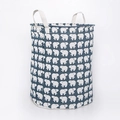 Foldable laundry basket in deep blue canvas with polar bear print and dual handles - Dark Blue Polar Bear