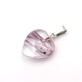 Purple millefiori crystal heart pendant with metallic clasp on white background - Artistic Crystal Purple White