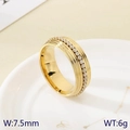 Anillo ancho de 7,5mm en acero dorado con rayas multicapa y circonitas blancas brillantes - US 8 / Dorado