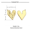Polished and hammered gold heart pendants in stainless steel with 22x27mm dimensions - VG578-Gold Flat Thick Heart