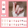Pink gradient press-on nails with 3D purple bows and heart charms set of 24 pieces - Z352 Color-Changing Heart (Glue Style)