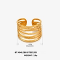 Anillo ajustable de varias capas en acero inoxidable dorado para mujer estilo retro - Abierto Ajustable / Dorado