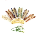 Handmade wire-wrapped banana hair clips with natural crystal stones in multiple colors - Gold + Multi-color Crystal