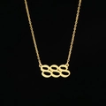 Vue détaillée du collier en acier inoxydable doré avec pendentif poli numéro ange 888 - 888(XT888G)