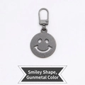 Universal gun metal smiley face replacement zipper pull with detachable metal D-clip - Smiley - Gunmetal