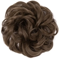 Messy bun hair piece in dark brown synthetic fiber for a voluminous hair updo look - 8# Medium Ash Brown