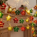 Colorful star-shaped LED string lights with Merry Christmas greeting for holiday decor - Christmas Gilded Star Tree / 1.5m 10LED Battery