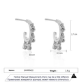 Silver geometric C-shape hoop earrings with five dangling round-cut zircon stones - Dangling Zirconia Earrings - Silver (EP5610)