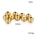 Confezione da 10 perline distanziatrici in acciaio inossidabile dorato lucido 8mm - Stile Tondo 8mm (KLJ2287-Z) / Confezione da 10 / Oro