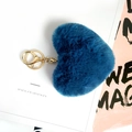 Leopard heart plush keychain in deep blue faux fur with gold lobster clasp accessory - Navy Blue