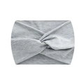 Elastic wide grey twisted yoga headband made of soft knit fabric for fitness and running - Light Heather Grey