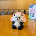Geometric panda resin figure with pink flower halo and stylish seating pose - Flower Style / Color Box