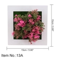 Artificial succulent wall decor in white frame with pink flowers and green moss, 15cm size - Style 13A