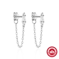 S925 Sterling Silber geometrische Quasten Ohrringe mit klaren Zirkonia Steinen - Geometrischer Zirkonia-Stil (Silber)