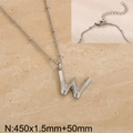 Polished silver uppercase letter W pendant necklace with adjustable ball chain for women - Silver Letter W (KN287070-Z)