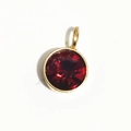 6mm Gold Edelstahl-Anhänger mit tiefrotem Geburtsstein für DIY-Schmuckherstellung - Gold - Januar