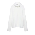 Elegant white high neck knit sweater with long raglan sleeves in a relaxed straight fit - S / White