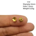 Perles à fleurs dorées en alliage pour bijoux Hanfu DIY Diamètre 6mm Trou 1,5mm - Pétale Artisanal Double Face (11#)