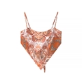 Detail of paisley print camisole with adjustable straps and handkerchief hemline - S / Tops / Orange White Paisley Print (4)