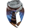 Thick warm triangle scarf with cats and starry night print and metal buckle - 150*75cm / Cat Starry Sky (Image 23)