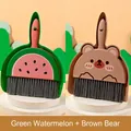 Mini desktop cleaning set featuring green watermelon and brown bear cartoon designs - 2 Sets: Pudding Bear + Summer Watermelon