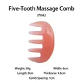 Pink wide-tooth meridian massage comb for scalp health and body gua sha therapy - Five-Tooth Massage Comb / Pink