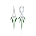 Silver drop earrings with sparkling green zircon crystals in a radiating tassel design - 11-Green Zirconia Spike Tassel