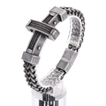 Hip-hop industrial style stainless steel cable chain bracelet with magnet buckle in antique silver - Antique Silver (KB166614-KFC)