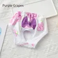 Cute purple grape print pet diaper for small dogs with bow decoration and tail hole - Purple Grape