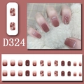 Press-on nails set with red-brown gradient, marble patterns and pearl accents D324 - Reddish Brown Gradient Marble Style (D324)