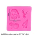 Roze siliconen fondantvorm met kerstpatronen zoals de Kerstman, een eland en een sneeuwpop - 1 Stuk / Roze