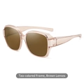 Polarized fit-over sunglasses with transparent tea frame and tea lenses for women - Transparent Tea Frame Tea Lens