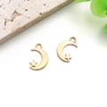 Golden crescent moon and star charms for DIY jewelry making and handmade accessories - KC Gold Star-Moon Inlay (18251)