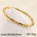 Polished 18K gold plated stainless steel bamboo style bracelet with 60x50mm inner diameter - Round Beads & Cylindrical Beads Style (KB185438-LO) / Gold