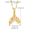 Detail of fishtail pendant necklace with zircon inlay showing dimensions 2.6cm x 1.8cm - Gold