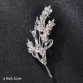 Silver wheat ear brooch with white rhinestones, luxury fashion pin size 1.9x5.5cm - Silver Rhinestone Wheat Ear