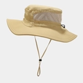 Dettaglio cappello parasole kaki a rapida asciugatura con rete e cordino regolabile - Taglia unica / Cachi