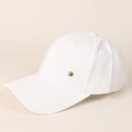 Close-up of white canvas baseball cap with distressed brim and golden metal H logo - M(55-58cm/Adjustable) / White