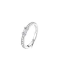 Ring aus 925er Sterlingsilber mit rechteckigem Stein und glitzerndem Pavé-Besatz - US-Größe 5 / Silber