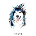 Waterproof watercolor husky tattoo sticker design TH-319 with vibrant colorful details - Th-319 / 210*148mm
