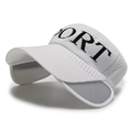 White breathable sport sun visor with grey adjustable panels and SPORT knit detail - White