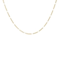 Elegant gold chain necklace featuring small white enamel beads in a minimalist modern style - Necklace / White