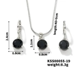 Parure de bijoux en argent avec collier et boucles d'oreilles en cristal noir - Noir/Argent