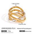 Bicolor Schlangenring aus Edelstahl mit Maßen, 1,66 cm Durchmesser, 1,02 cm Breite - Außendurchmesser 1,66 cm / Zweifarbig Gold Silber Mehrschichtig Verschlungener Ring (JDR0302009-PS-6)